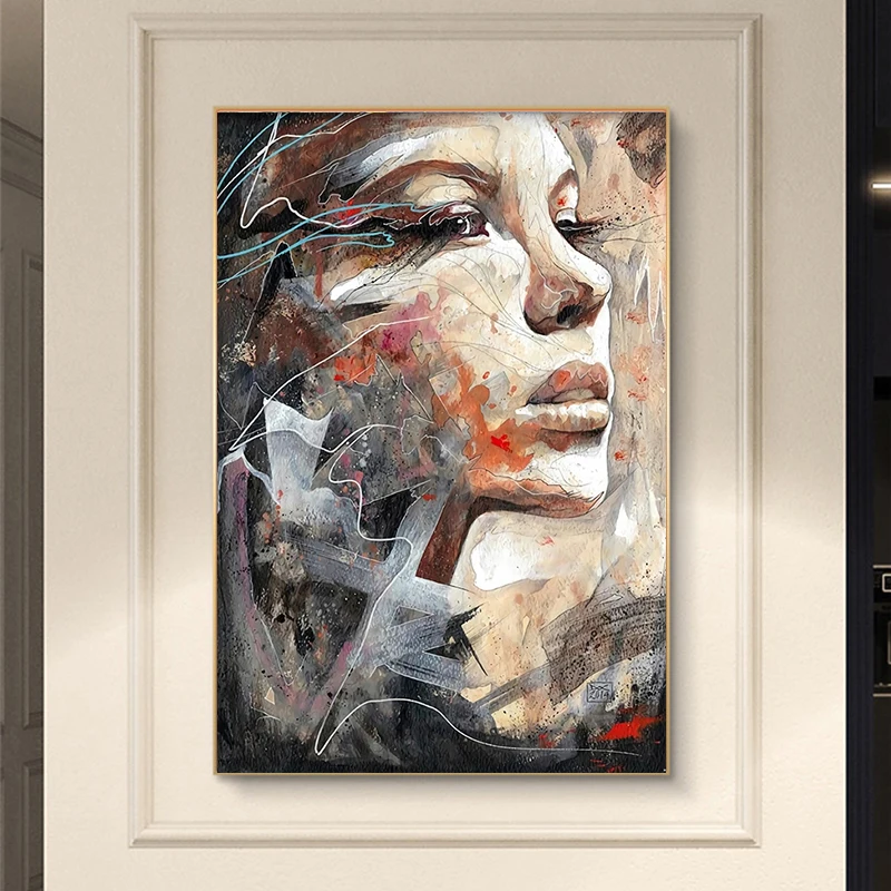 Abstraktus Moters Portretas, Plakatų ir grafikos, Akvarelės Mergina Sienos Menas Drobė Paveikslų ant Sienos vidaus Apdailos, be Rėmelio