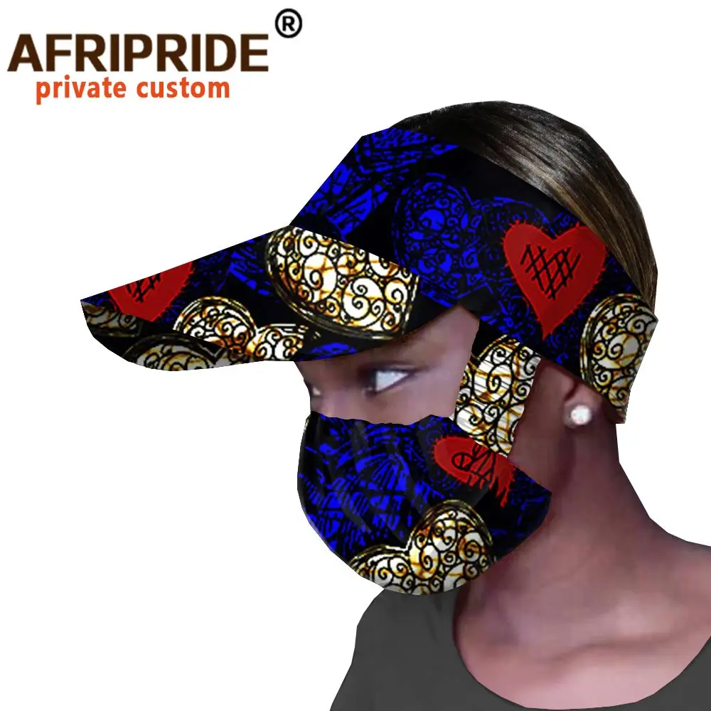 Afrikos Skrybėlės ir Kaukė 2 Gabalas Moterų Mados Skrybėlę Prekės Spausdinimo Ankara Spausdinti Afrikos Priedai Rungtynės Spausdinti Bžūp A20H005