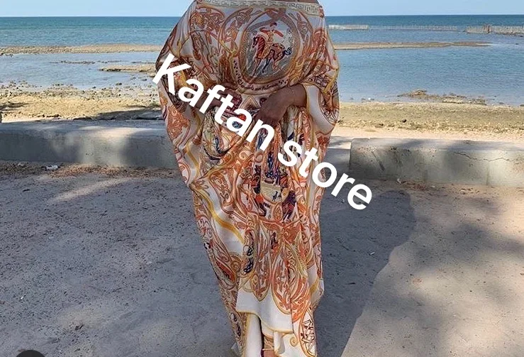 Afrikos Suknelės moterims 2020 nemokamai Dydis Senovinių karališkosios stilius spausdinti Šilko kaftan Maxi suknelė Elegantiškas Kuveitas Vasaros Ramadanas suknelė