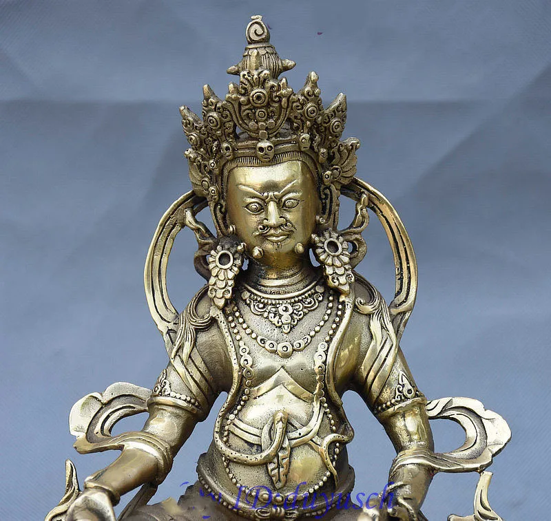 Amatų statula Tibeto Budistų Šventykla, Žalvario Turto Mammon Dievas Geltona Jambhala Budos Statula