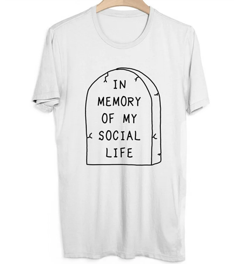 Atminties Mano Socialinio Gyvenimo Tumblr Marškinėliai trumpomis Rankovėmis Hipster Tee Atsitiktinis Stilingas Crewneck Balta 90s Estetinės Ponios marškinėliai