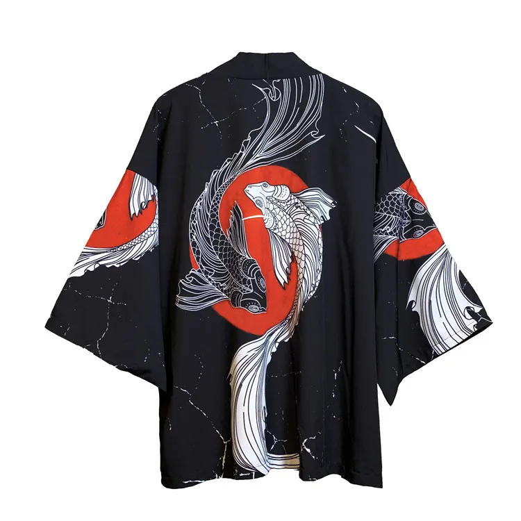 Atsitiktinis Japonų Stiliaus Megztinis Kimono Vyrų Vasaros Laisvi Marškinėliai, Unisex Japonijos Yukata Kimonos Spausdinti Streetwear Samurajų Apranga