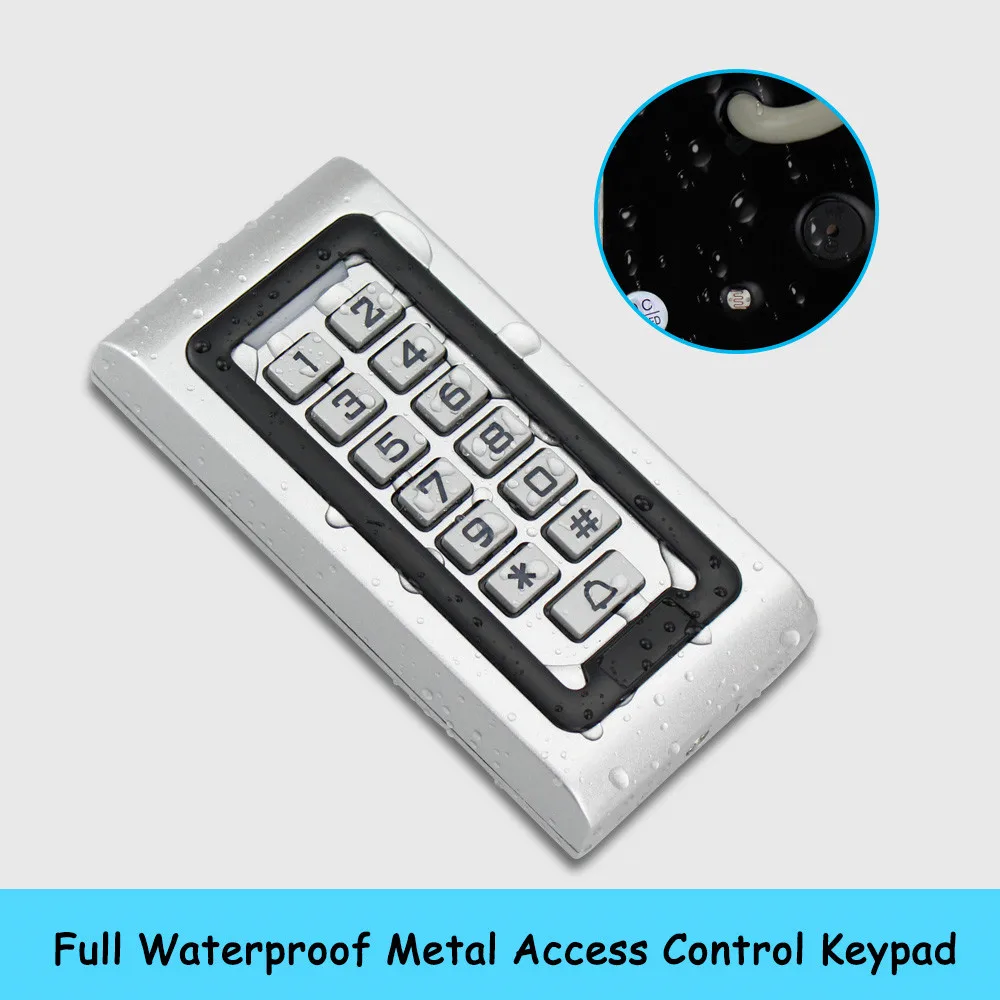 Atsparus vandeniui IP68 Prieigos Valdymo Sistemos Rinkinys 125KHz RDA Klaviatūra Metalinė +Maitinimas +Elektrinis Užraktas +Durų Išeiti Perjungti Lauko