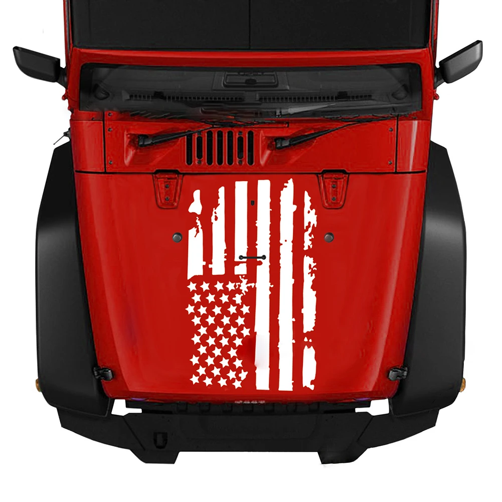 Atsparus vandeniui Scratchproof Amerikos Vėliava Vinilo Automobilio Kapoto Lipdukas Variklio Dangčio Lipdukas, skirtas Jeep Wrangler JK TJ YJ 5 Spalvų Saugos Ženklas