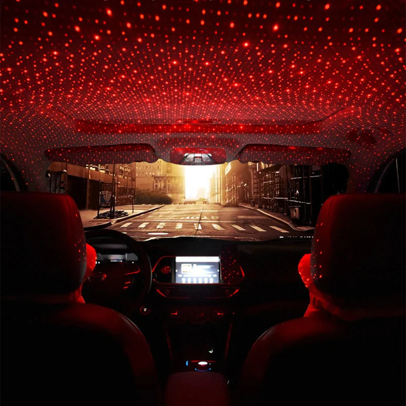 Automobilio Salono LED Šviesos Sukasi Automobilio Projekcija Lempos Žvaigždėtas Dangus Balso Kontrolės Aplinkos Naktį Lempos Dekoratyvinė Lempa Auto Priedai