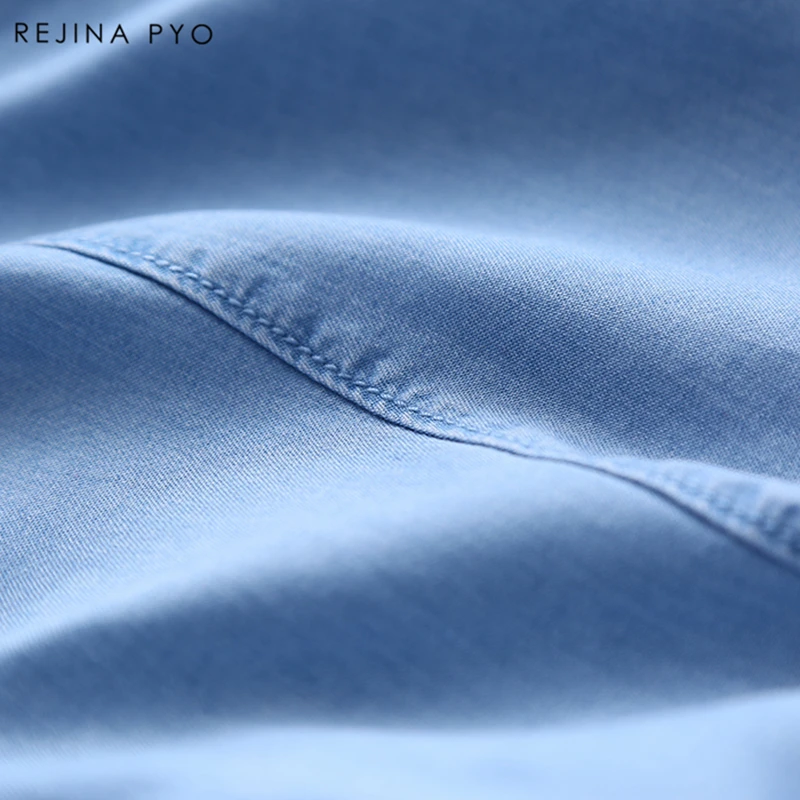 BIAORUINA 2020 m. Pavasarį Naują Atvykimo Moterų Mėlynos Medvilnės Džinsinio Marškinėliai Moteriška Pagrindinės Kietojo Kišenės Mygtukai Viršūnės