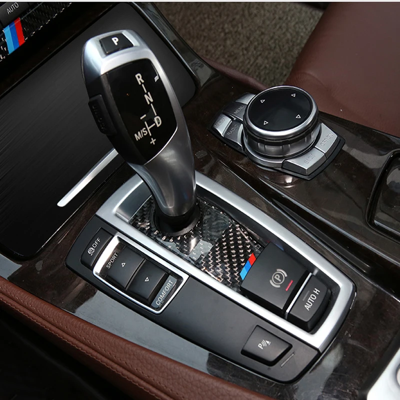 BMW F10 yra f01 F25 F26 Vidaus Apdailos Anglies Pluošto Pavarų Perjungimo Valdymo Skydelio Dangtelį Lipdukas Automobilio stilius 5 7 serijos X3 X4 Priedų
