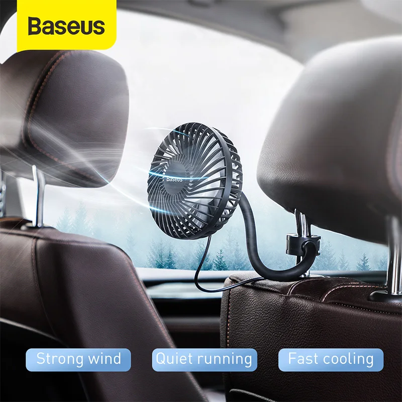 Baseus Automobilių Ventiliatorius Sukasi 360 Laipsnių Oro Angos Kondicionieriaus Aušinimo Ventiliatorius Auto Backseat Oro Angos, USB Aušinimo Ventiliatorius Auto Mini USB Ventiliatorius