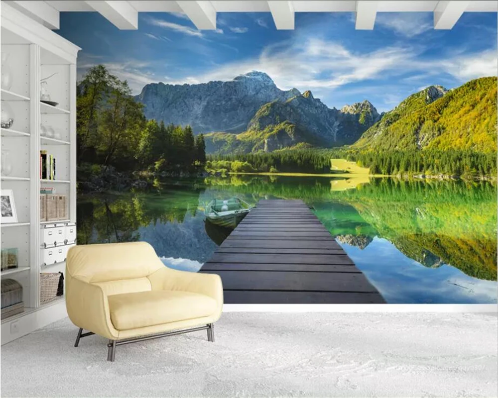 Beibehang Užsakymą 3D Foto Tapetai Kalnų ežero kraštovaizdis fono sienos 3d tapetai Kambarį Miegamojo Sienos 3d tapetai