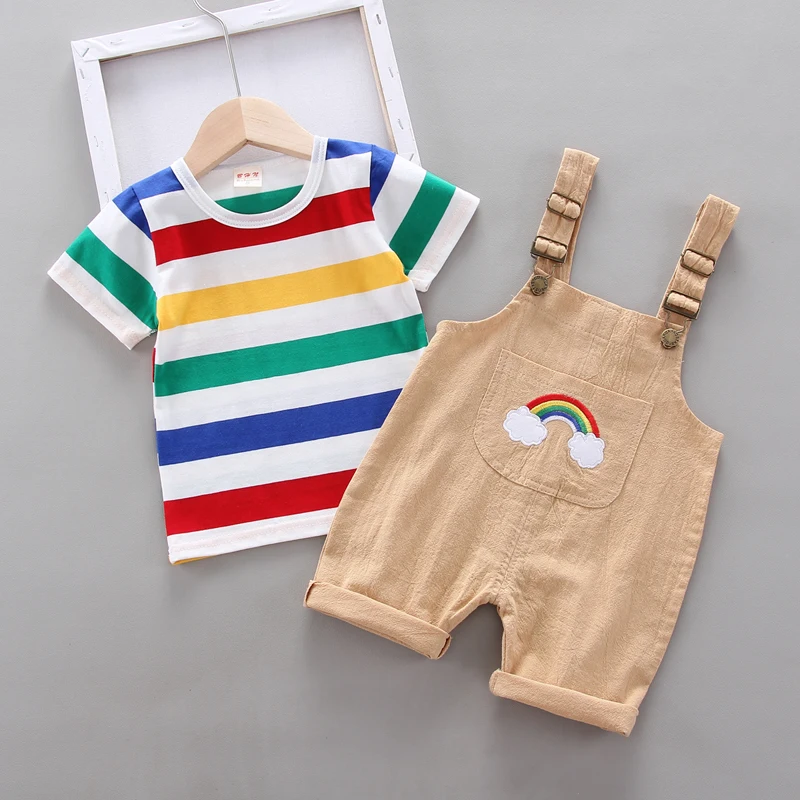 Berniukų drabužiai rinkiniai vasaros bamblys mados marškinėliai+chalatas 2vnt sportiniai kostiumai, skirti kūdikių, mergaičių, kūdikių neutralus drabužių komplektus 2020 m.