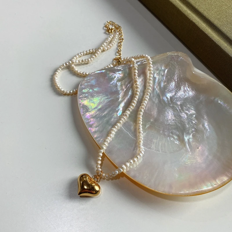Besimpol Nekilnojamojo 925 Sidabro spalvos Gėlavandenių Perlų Vėrinį Aukštos Kokybės Elegantiškas Gėlių Širdies Pakabukas Karoliai Moterų Fine Jewelry