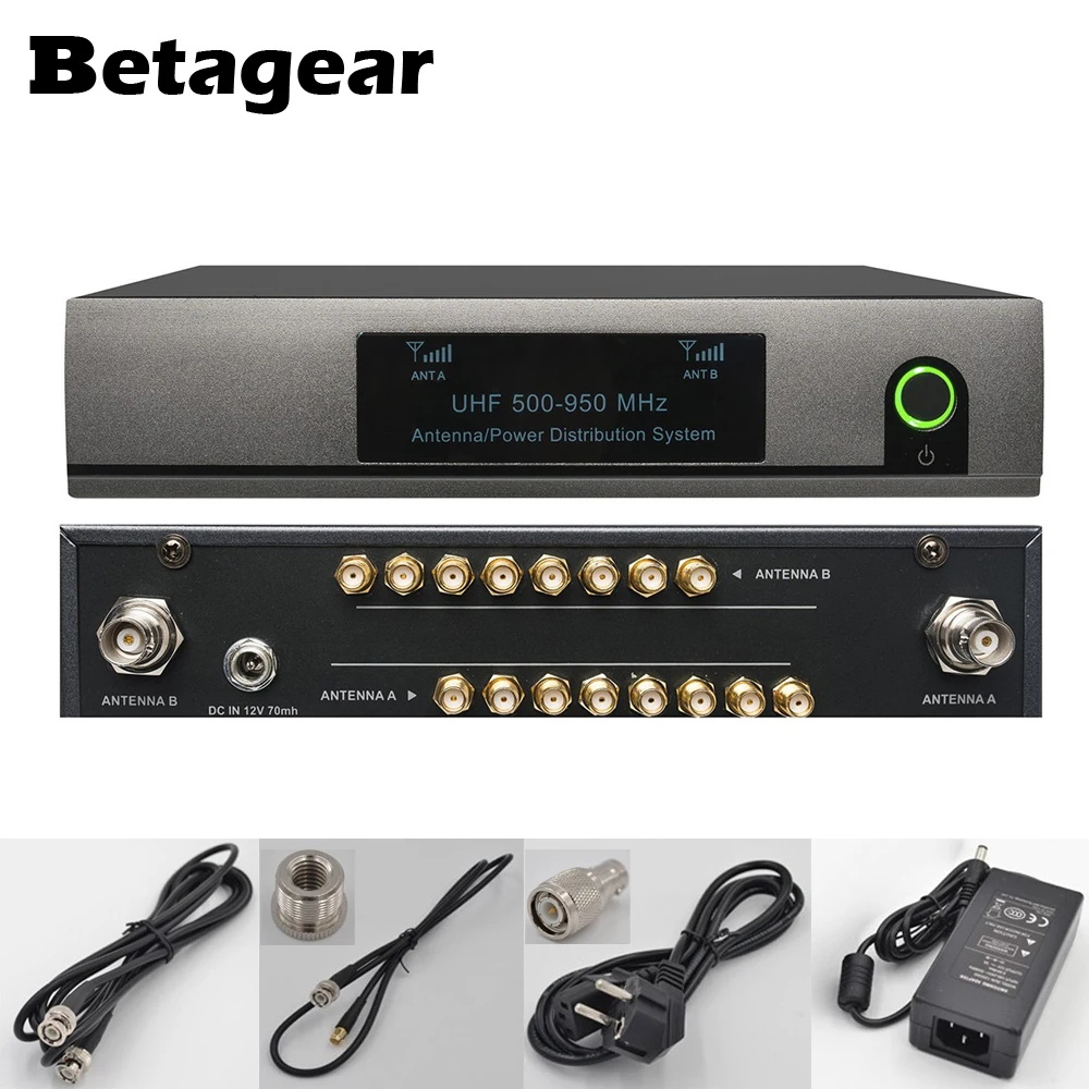 Betagear Plačiajuostės UHF 8-Būdas Antenos Splitter ir elektros Energijos Skirstymo UHF belaidžio ryšio sistemą 500-950Mhz profesionalus garso