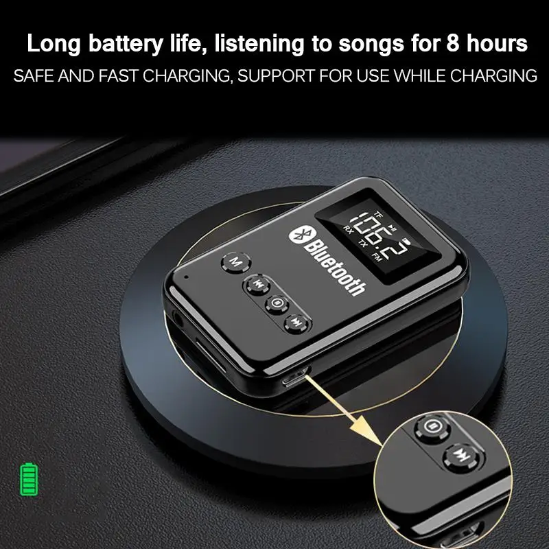 Bluetooth 5.0 Imtuvas Siųstuvas Stereo Muzikos Automobilių FM Siųstuvas Ausinės, Garsiakalbiai Adapteris Remti TF Kortelė