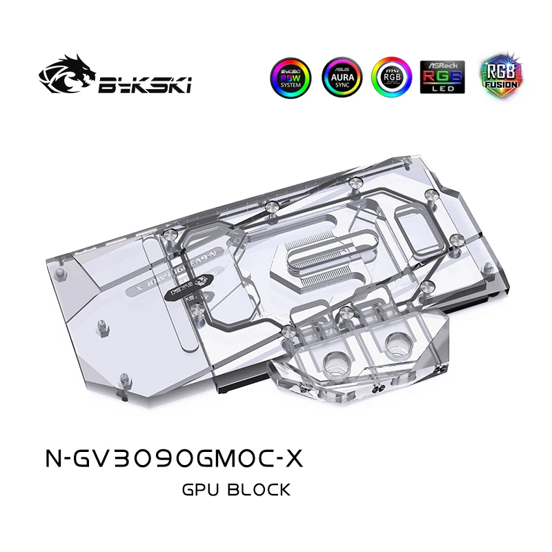 Bykski GPU Blokas,Grafikos Kortelės Vandens Aušinimo Bloką,VGA Blokas Gigabyte 3080 ŽAIDIMŲ OC Paramos 5V 3PIN/12V 4PIN N-GV3090GMOC-X