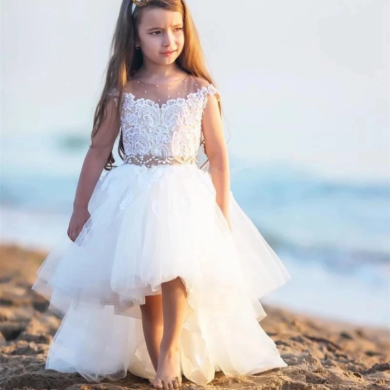 Bžūp Rankovėmis Didelis Mažas Gėlių Mergaitės Suknelė Vestuvių, Gimtadienio Konkurso Oficialus Suknelės
