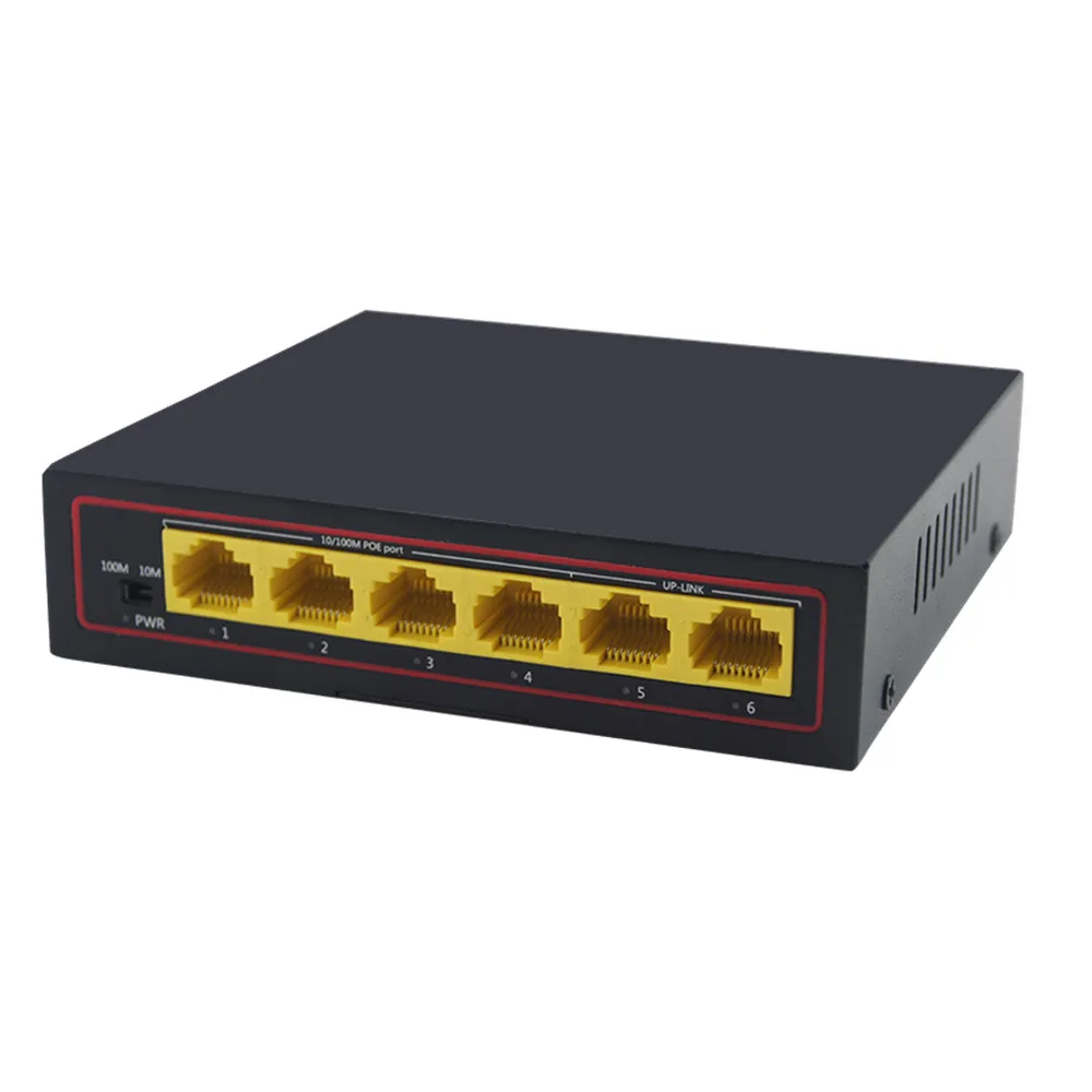 CCTV 4-Port 10/100M PoE Net Switch/Hub Power Over Ethernet PoE&Optinio Perdavimo IP kamerų Sistemos Tinklo Komutatoriai