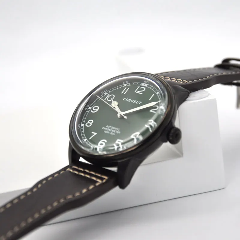 Corgeut Prekės 41MM mens watch juodos žalia dail šviesos rankas žuvėdra judėjimo mechaninė automatinė laikrodžiai vyrams Naujas