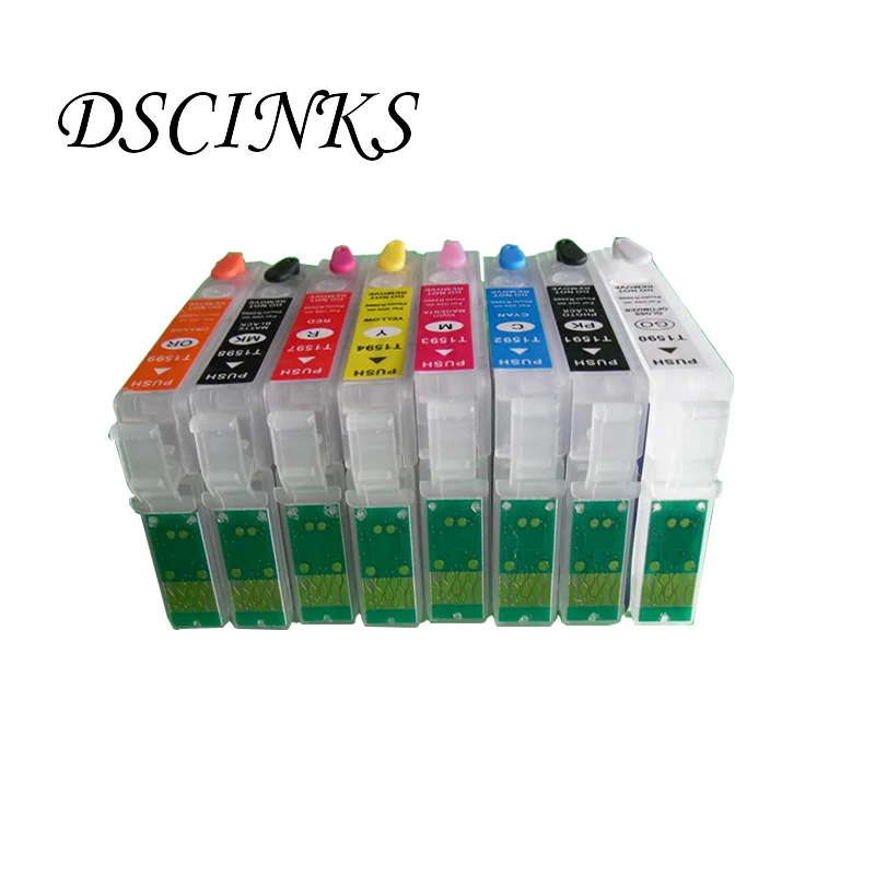 DG-supercolor Daugkartiniai rašalo kasetė su Nuolatinės chip T1590-T1594 T1597-T1599 Epson R2000 spausdintuvo LANKO lustas