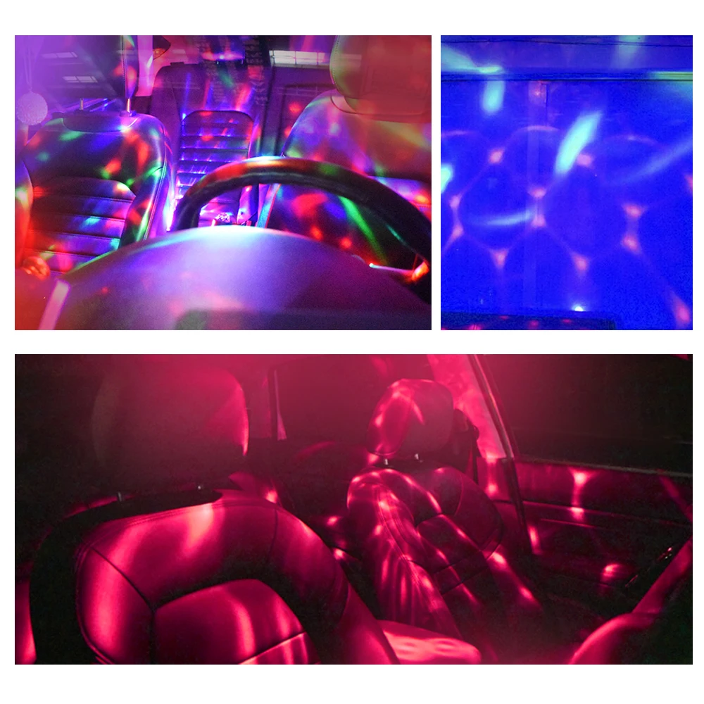 DJ Šalies Apšvietimas RGB LED Scenos Šviesos Garso Aktyvuotas Sukasi Diskoteka Kamuolys USB Automobilinis Aplinkos Šviesos Automobilio Salono Atmosferą Lempos