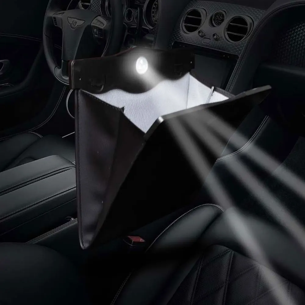DSYCAR 1Pcs LED Automobilių Šiukšlių Maišas Vandeniui Magnetinio Adsorbcijos Šiukšliadėžės galinės Sėdynės Kabo Oda Kišene nepralaidžiose Naujas