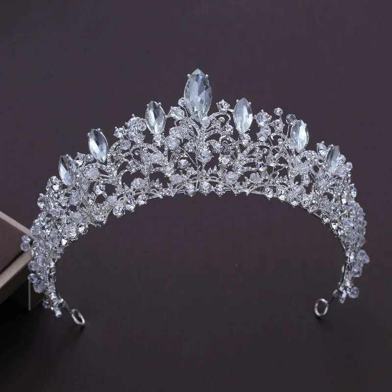 Didelis karūna galvos apdangalai nuotaka vestuvių tiara nuotakos makiažas, šukuosena princesė baroko karūna vestuvių plaukų aksesuarai Europos stilius
