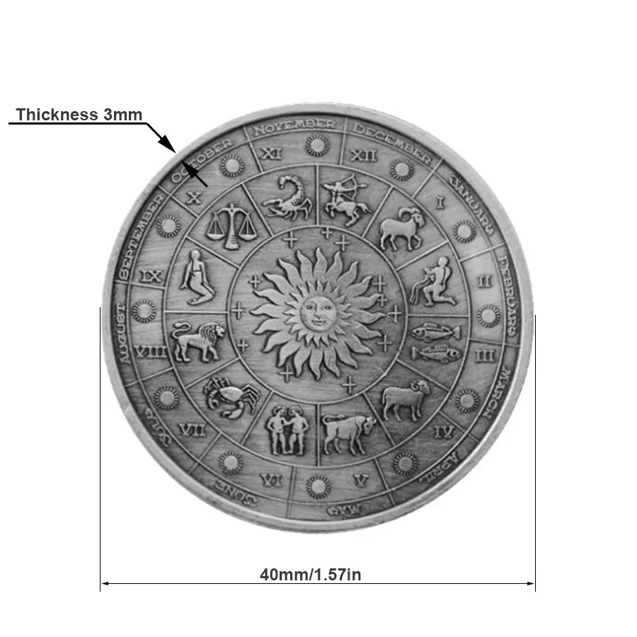 Dvylika Žvaigždynų medalionai monetos, Antikvariniai Iškilumo Cacer Monetos Meilės Undinė Saulės Dievo Monetų Namų Puošybai 12 Monetų kolekcija