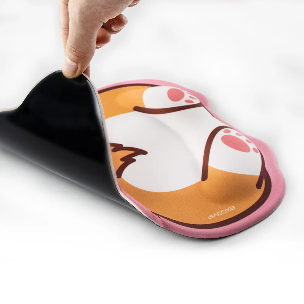EXCO 3D Mielas Pelės kilimėlis su Riešo Poilsio Corgi Užpakalis Žaidimų Kilimėlis, Riešo Parama Ergonomiškas Žaidėjus Silikono Gel Pelės Kilimėlis 270*225mm