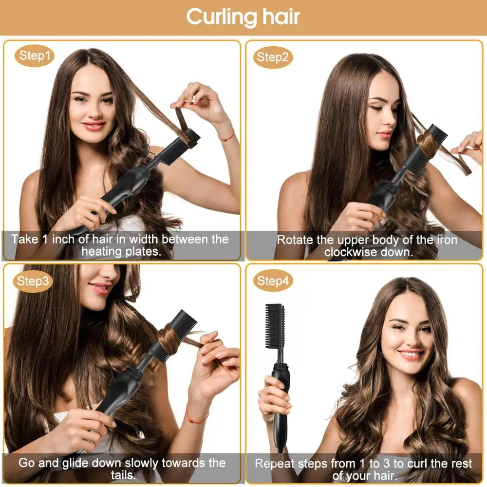 Elektrinis Karšto Šukos Plaukų ištiesinimo priemonės, Plaukų Curler Šildymo Plaukų Tiesinimo Butas Geležies Profesinės Šildymo Plaukų šepetys Moterims