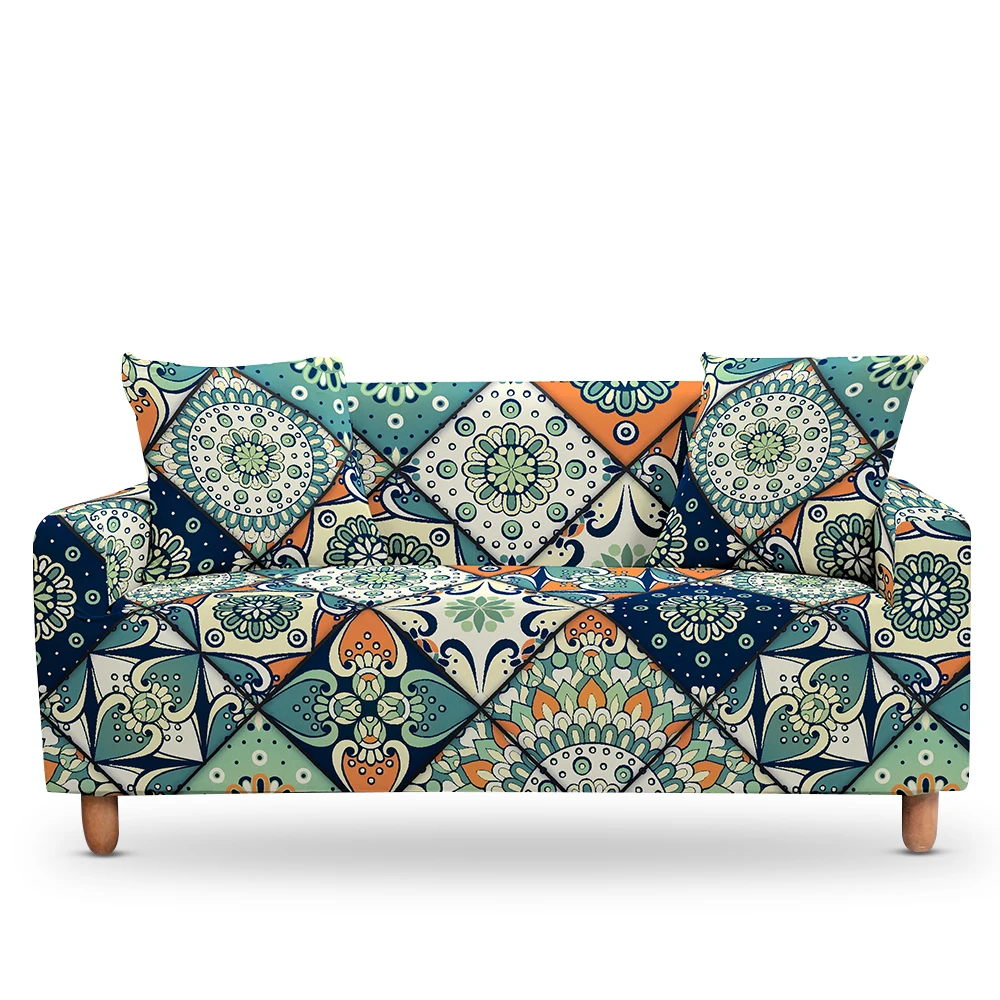 Etninės Gėlių Bohemijos Mandala Ruožas Sofa Cover Elastinga Sofos padengti Slipcover Grupinių L Formos Sofa Dangtis