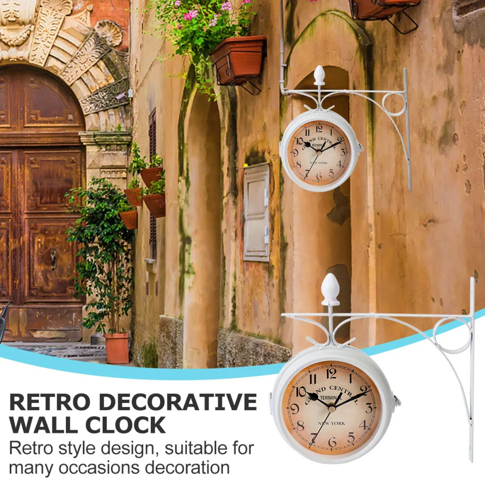 Europos stiliaus dvipusis Sieninis Laikrodis Kūrybos Klasikiniai Laikrodžiai (Baltas)