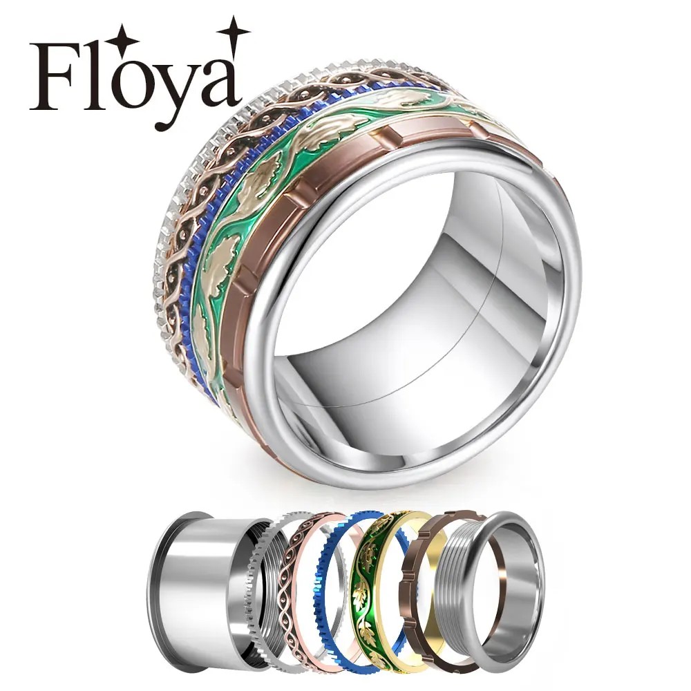 Floya BOHO Band Žiedai Moterims Argent Pasukti Keičiamos Nerūdijančio Plieno Žiedai Mados Užpildyti Žiedas Anilles