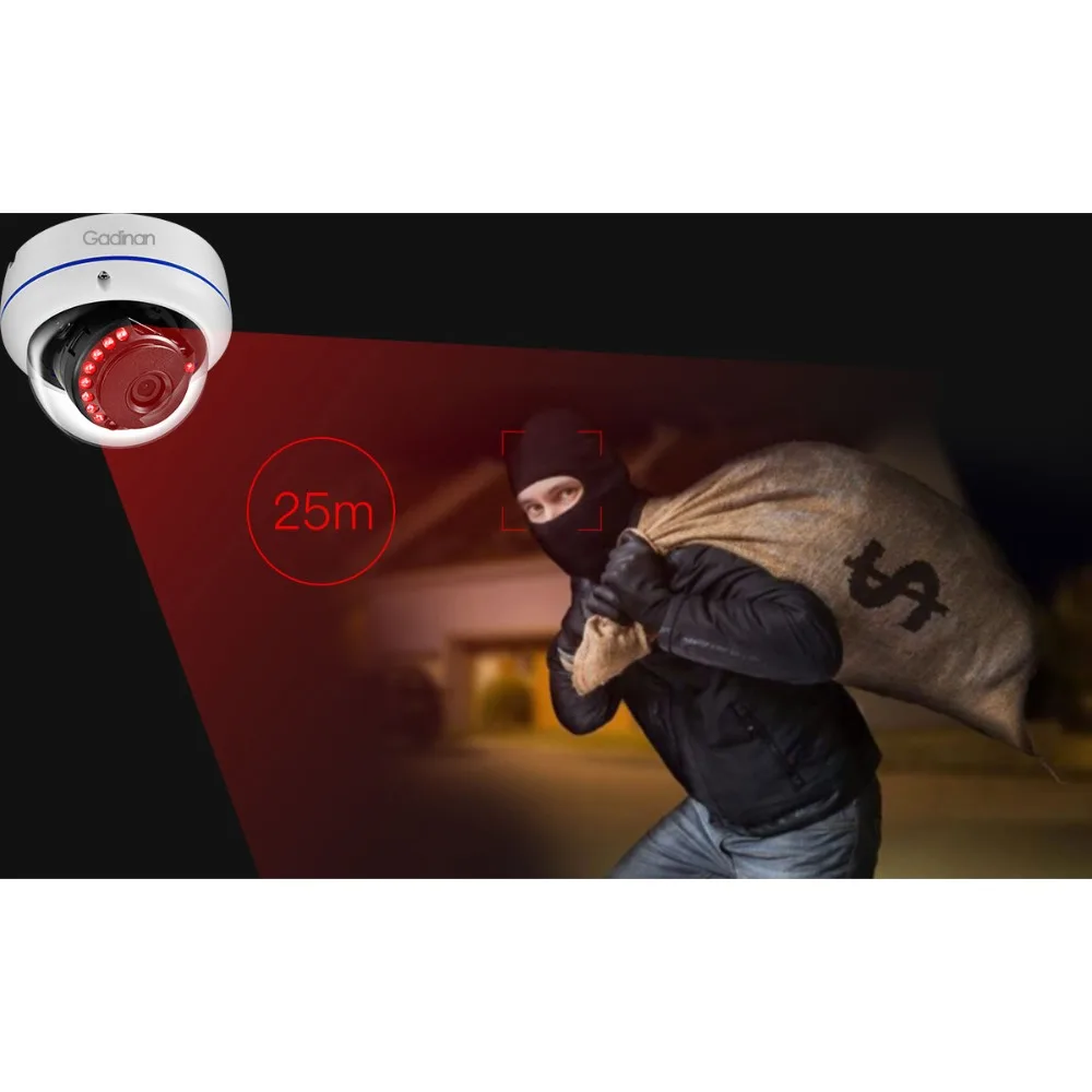 Gadinan H. 265 3.0 MP 1080P Garso IP Kameros Hi3516EV200 Lauko Dome Vandal-proof Saugumo CCTV FTP Night Vision POE