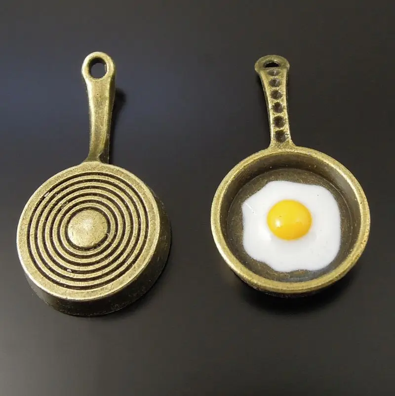 GraceAngie 16pcs Lydinio, Bronzos Miniatiūriniai Kepti Kiaušinių Visos Pusryčių Maisto virtuvė Pakabukas Žavesio Dėl Karoliai, Papuošalai, Aksesuarai,