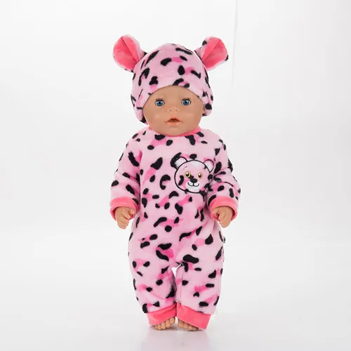Gyvūnų Spausdinti Jumpsuits+ Bžūp Lėlės Drabužiai Tinka 43cm baby Lėlės drabužiai atgimsta Lėlės Priedai