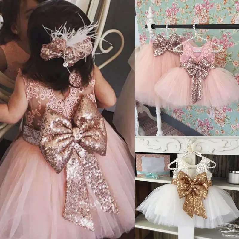 Gėlių Mergaičių Šalis Suknelė Baby Princess Bowknot Nėrinių Gėlių Bridesmaid Dresses