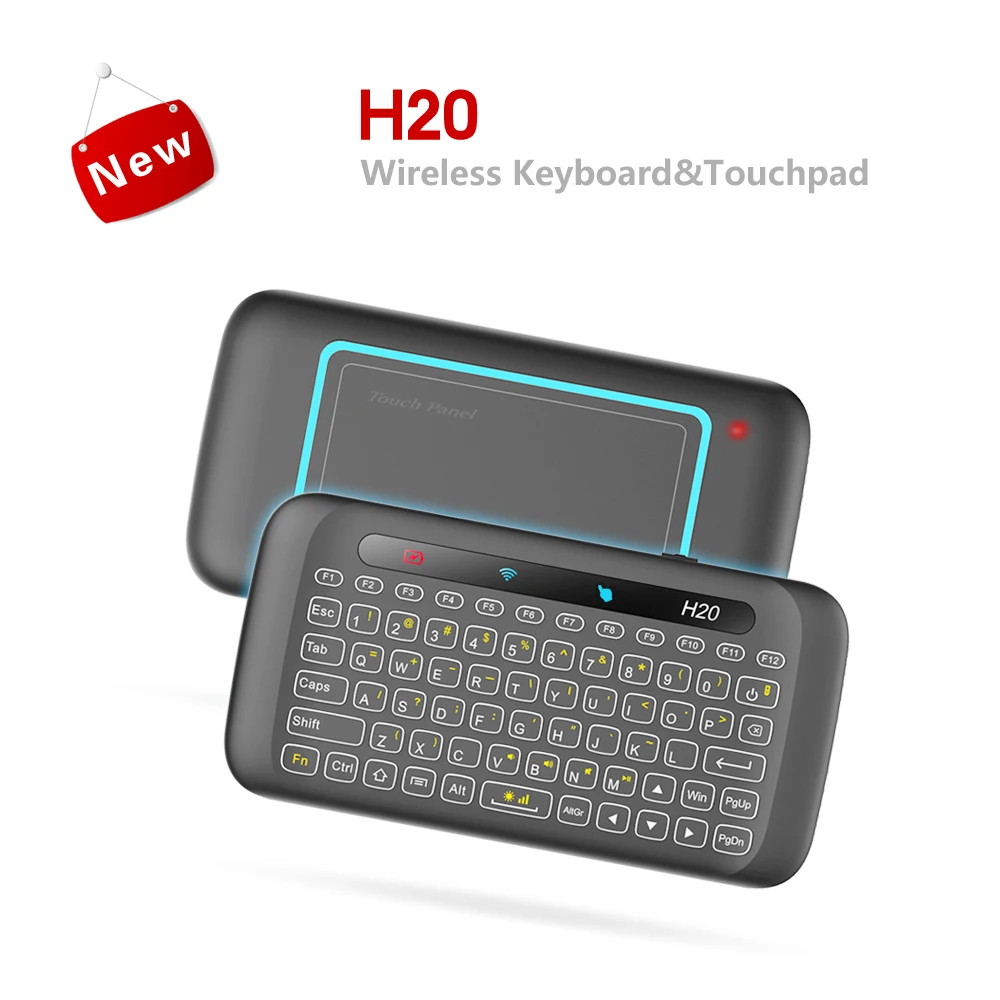 H20 Mini klaviatūra su Pilna Touchpad Apšvietimu IR Simpatijų 2.4 GHZ Oro Pelė, nuotolinio valdymo pultelis, skirtos Android TV Box