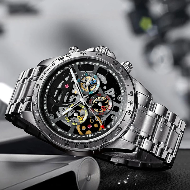 HAIQIN DIZAINO Mechaninė Vyrų Laikrodžiai 2020 Prabanga Skeletas Žiūrėti Automatinis Laikrodis Vyrams Šviesos Sporto Vandeniui Laikrodis Vyras