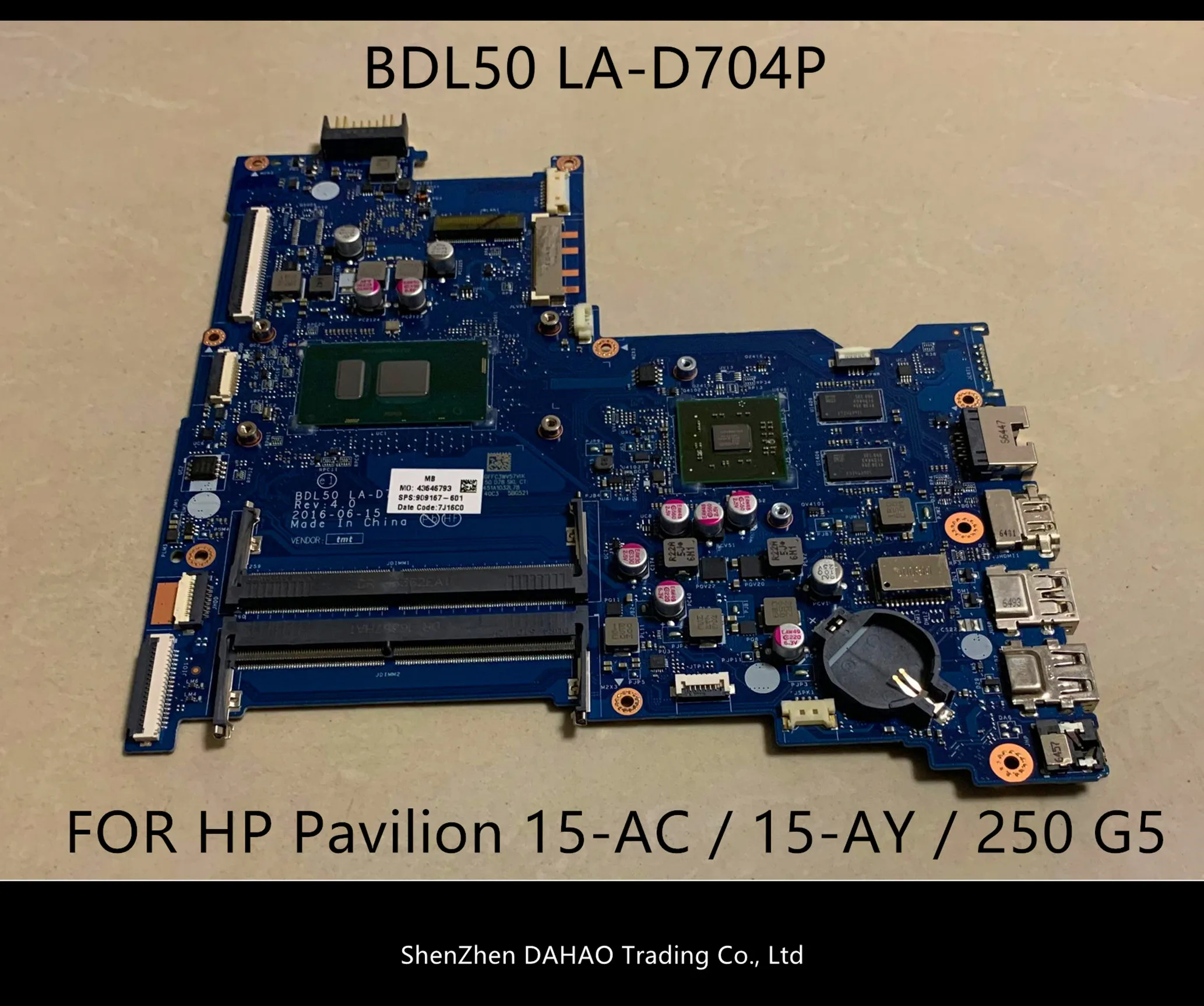 HP 15-AC 15-AY 250 G5 Nešiojamas Plokštė W/ I7-6500U 858868-601 BDL50 LA-D704P R7 M440 2GB GPU DDR4 darbo
