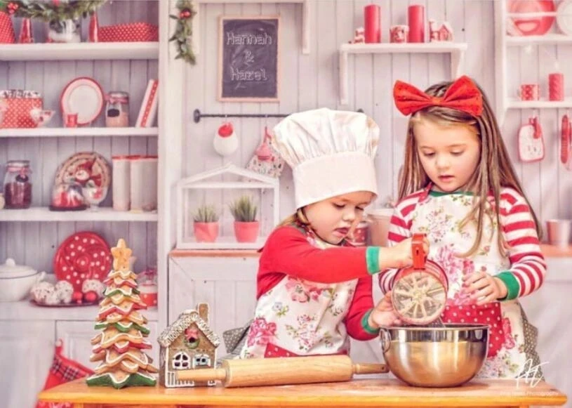 HUAYI Nuotrauka Fone Kalėdų Virtuvės Fotografijos Backdrops Naujagimiams Baby Vaikų Studija virtuvės interiros Fone XT-7300