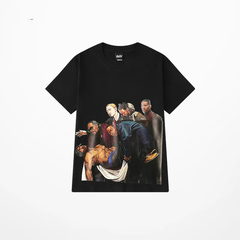 Hip-Hop Banditų Gauja Marškinėliai Vyrams Kanye West Coast 2PAC Animacinių filmų Spausdinti Juokinga T Marškiniai Vyrams, Moterims Street Wear Custom Tee Marškinėliai Homme