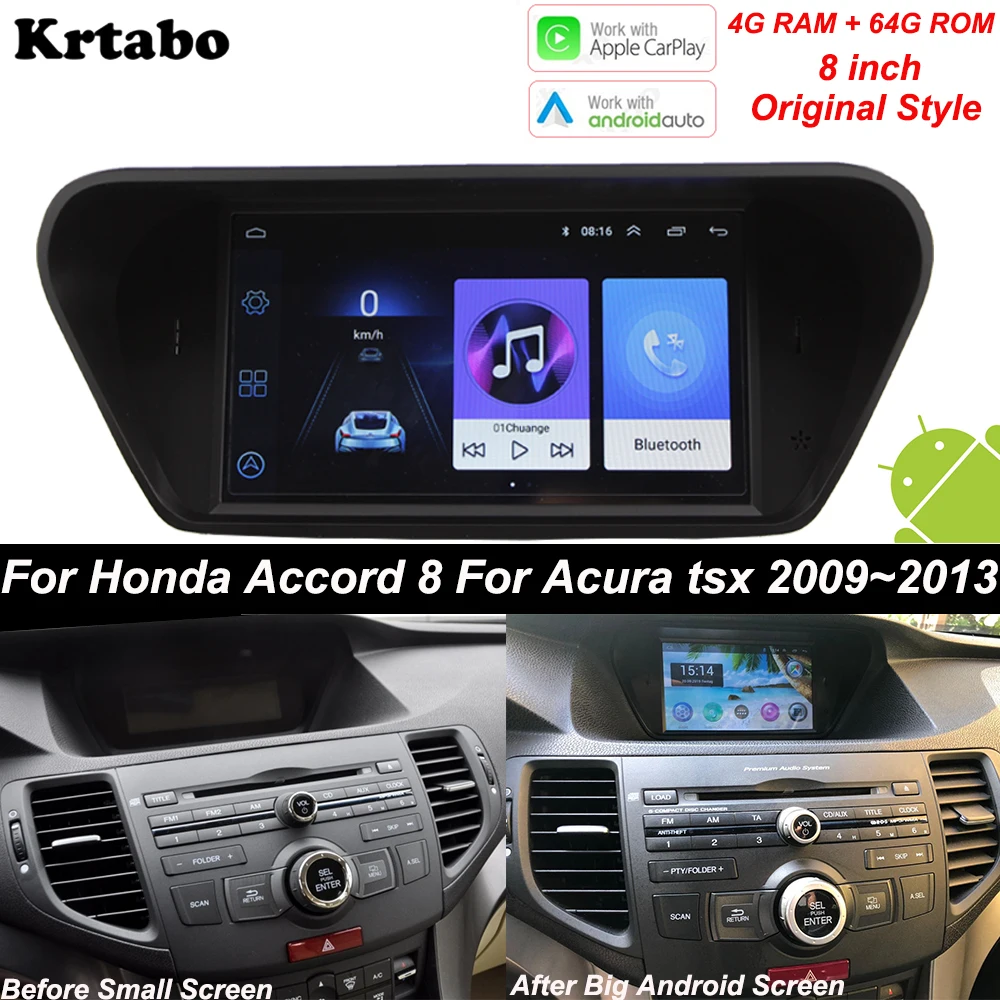 Honda Accord 8 (2009-2013 M. Octa Core 4G RAM Android Multimedia Player Automobilio radijo Originalų Stilių Ekranas Wifi BT