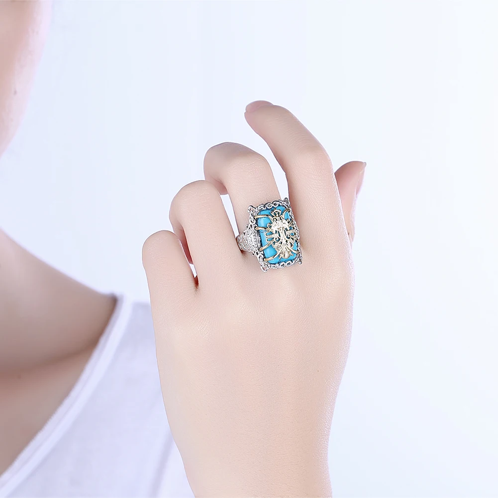 INALIS Kvadrato Formos Kinų Stiliaus Žiedai Moterims Su Mėlyna Kallaite Jubiliejų Upscale Prabangus Žiedas bižuterijos Naują Atvykimo