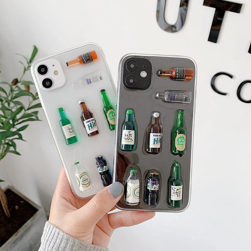 INS 3D Karšto Gėrimo butelis Epoksidinės telefono dėklas skirtas iPhone SE 2020 m. 11 Pro Max XR XS Max X 6, 6S 7 8 Plius Blizgučiai Minkštas Silikoninis Dangtelis