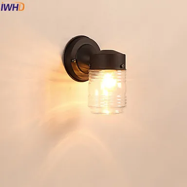 IWHD American Vintage Sienos Lempos Stiklo Atspalvį LED Laiptų Apšvietimas Wandlamp Sienos Sconce Apliques Sumalti Retro Sienų apšvietimo Įranga