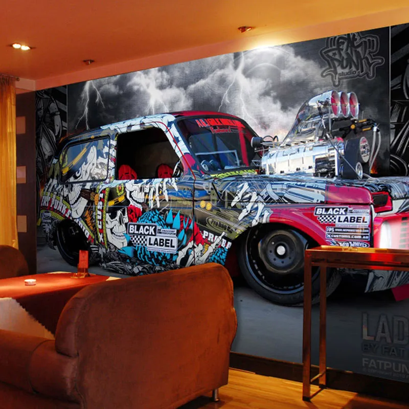 Individualizuotas Pritaikymas Retro Creative Black Label Automobilių 3D Sienos Tapetai, Freskos Restoranas, Kavinė, Baras Asmenybės Tapetai 3 D