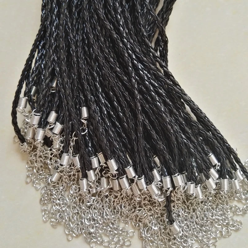 Interweave Odos virvę 3mm 100pc juoda laido karoliai virvę pakabukas 45+5cmFashion papuošalai, aksesuarai, didmeninė Nemokamas pristatymas