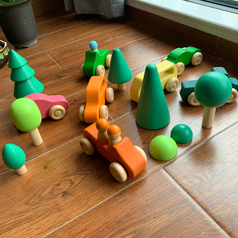 JaheerToy Medinių Žaislų Blokus, Vaikų Žaislai Vaivorykštė Stacker Švietimas Šeimos Dėlionės Žaidimai Spalva Namas Montessori