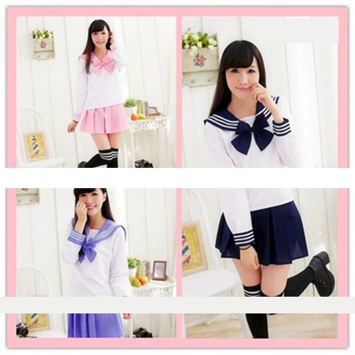 Japonijos mokyklinę Uniformą Mergaitėms Sailor Viršūnes+Sijonas karinio jūrų Laivyno Stiliaus Studentų Drabužius Mergina Plus size Lala Cheerleader drabužiai
