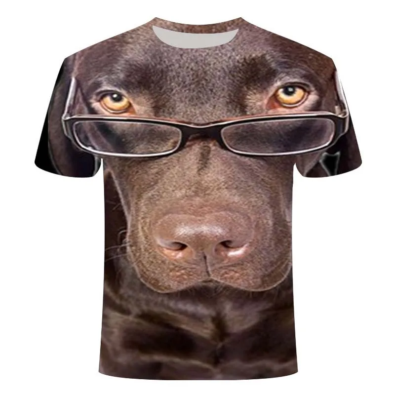 Juokingas šuo su akiniais serijos 3DT marškinėlių atspausdintas T-shirt vyrams ir moterims 3D atspausdintas T-shirt Harajuku stiliaus marškinėliai vasarą viršų