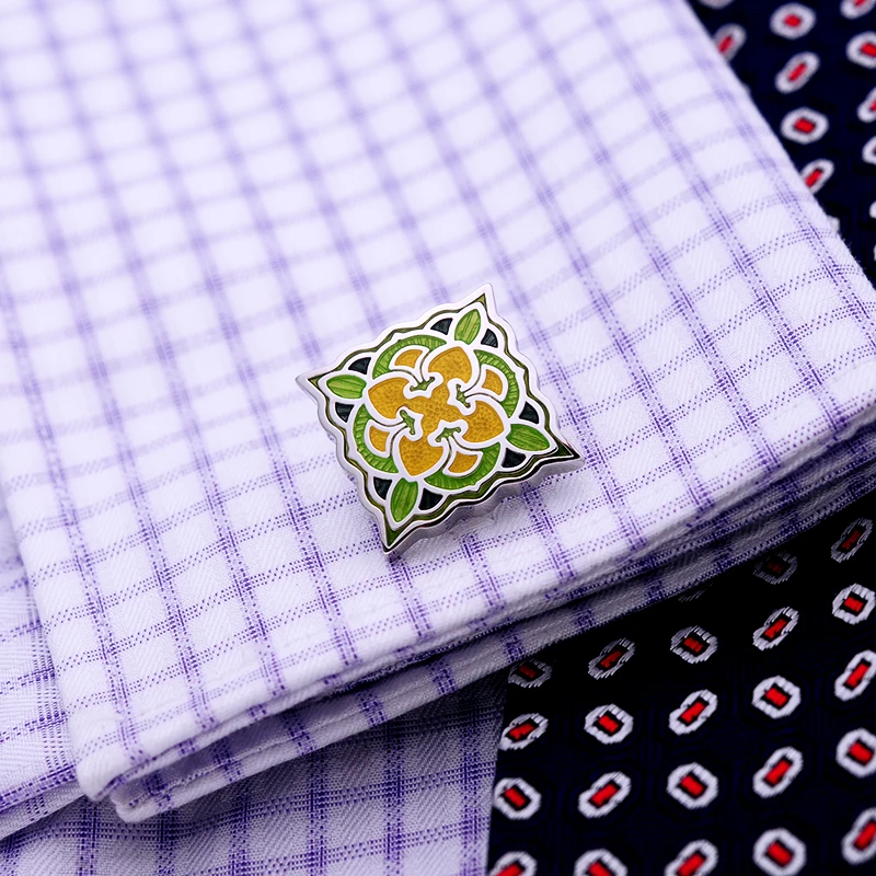 KFLK Papuošalai prancūzijos marškinėliai cufflink už mens Prekės Žalia emalį Mados manžetai nuorodą mygtuką Prabanga, Aukštos Kokybės vyriška svečių